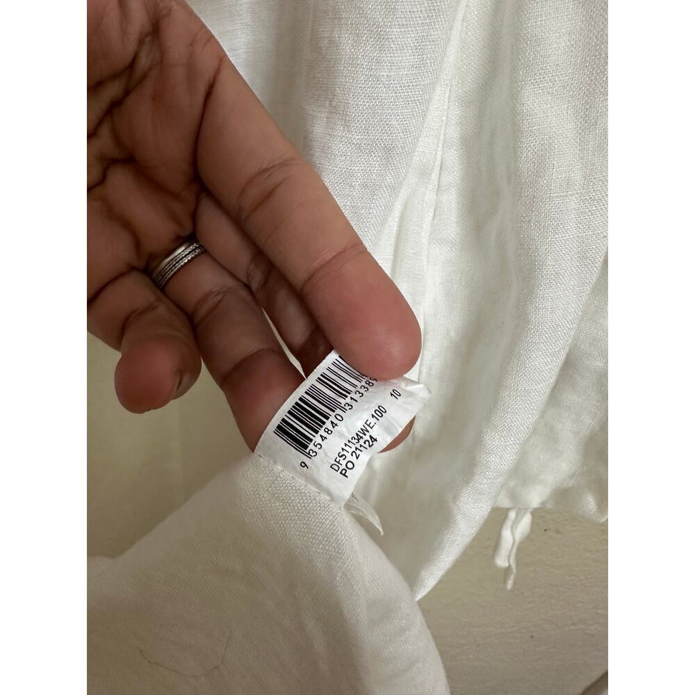 DISSH Aisle White Linen Bow Midi Dress size US6 Square Neck Tie Shoulder - Picture 10 of 13